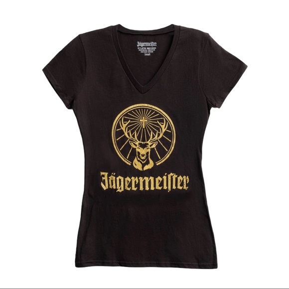 Jagermeister Tops - JAEGERMEISTER Black w Shiny Gold Deer